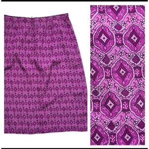 Purple Silk Slip Skirt 10 Medallion Print A-line Knee Length Lightweight